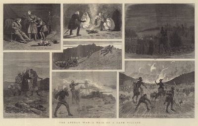 De Afghaanse Oorlog, een Overval op een Grot Dorp door John Charles Dollman